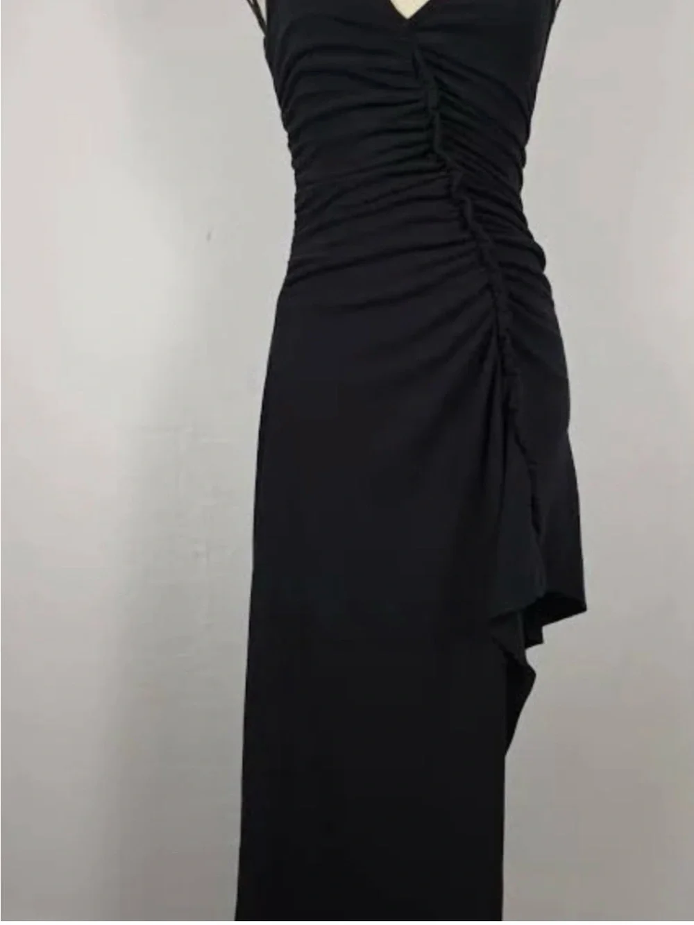 Free People Beach Black Ruched Asymmetric Dress